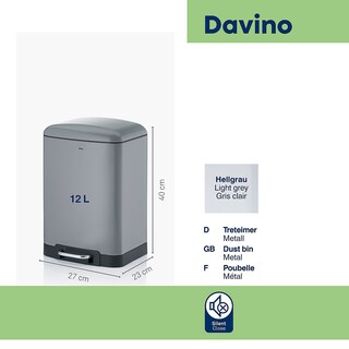 kela Tretmülleimer DAVINO 12 l Edelstahl grau