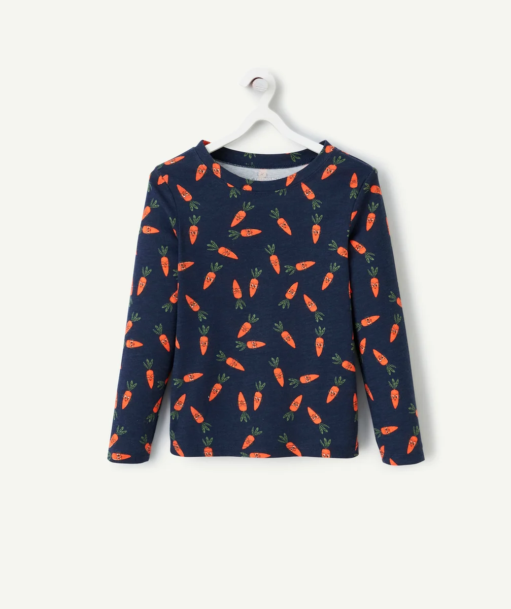 DAMARTT-SHIRT THERMOLACTYL BLEU MARINE AVEC IMPRIMÉ CAROTTE
