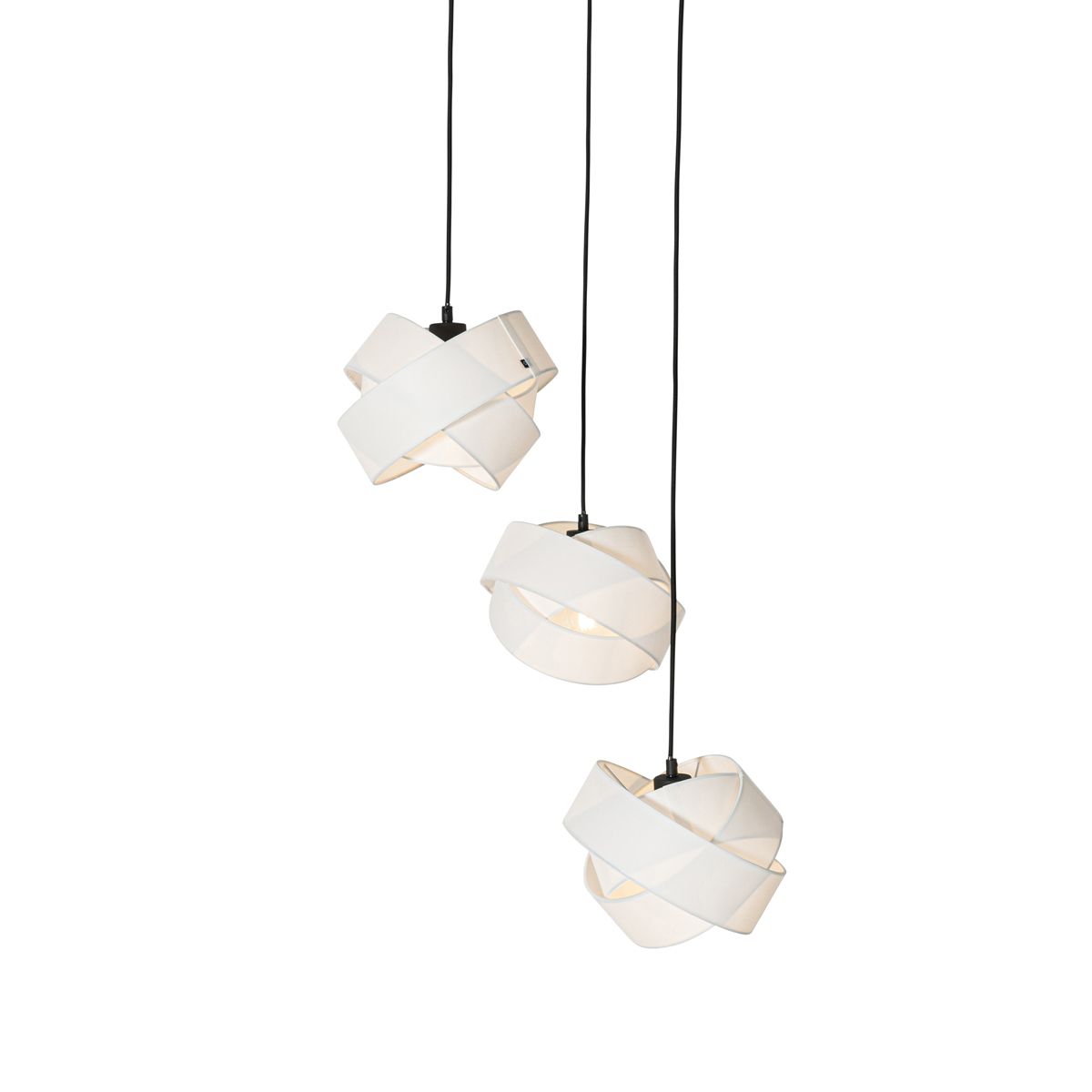 Moderne hanglamp zwart met wit 3-lichts - Cloth