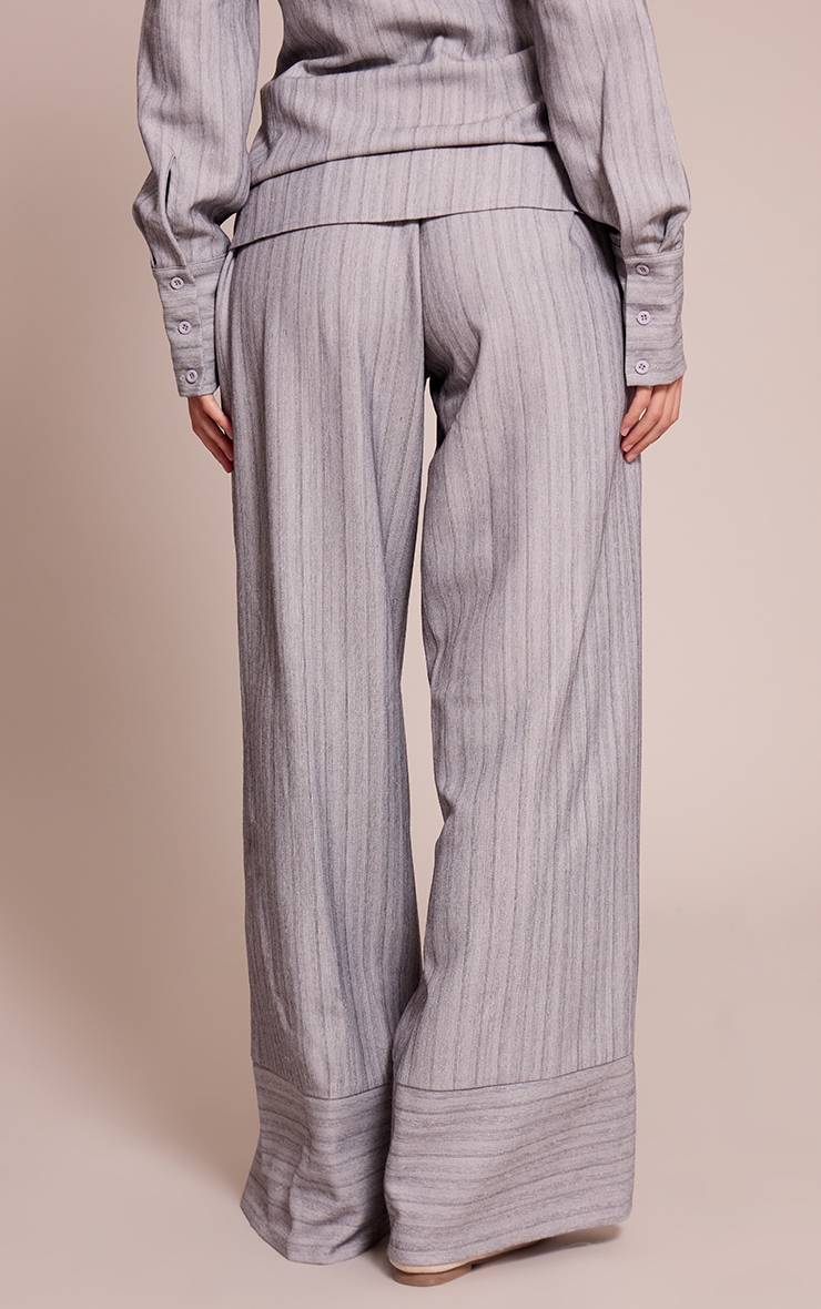 Gris Clair Ensemble Coordonné Pantalon Tissé À Fines Rayures Avec Cordon De Serrage