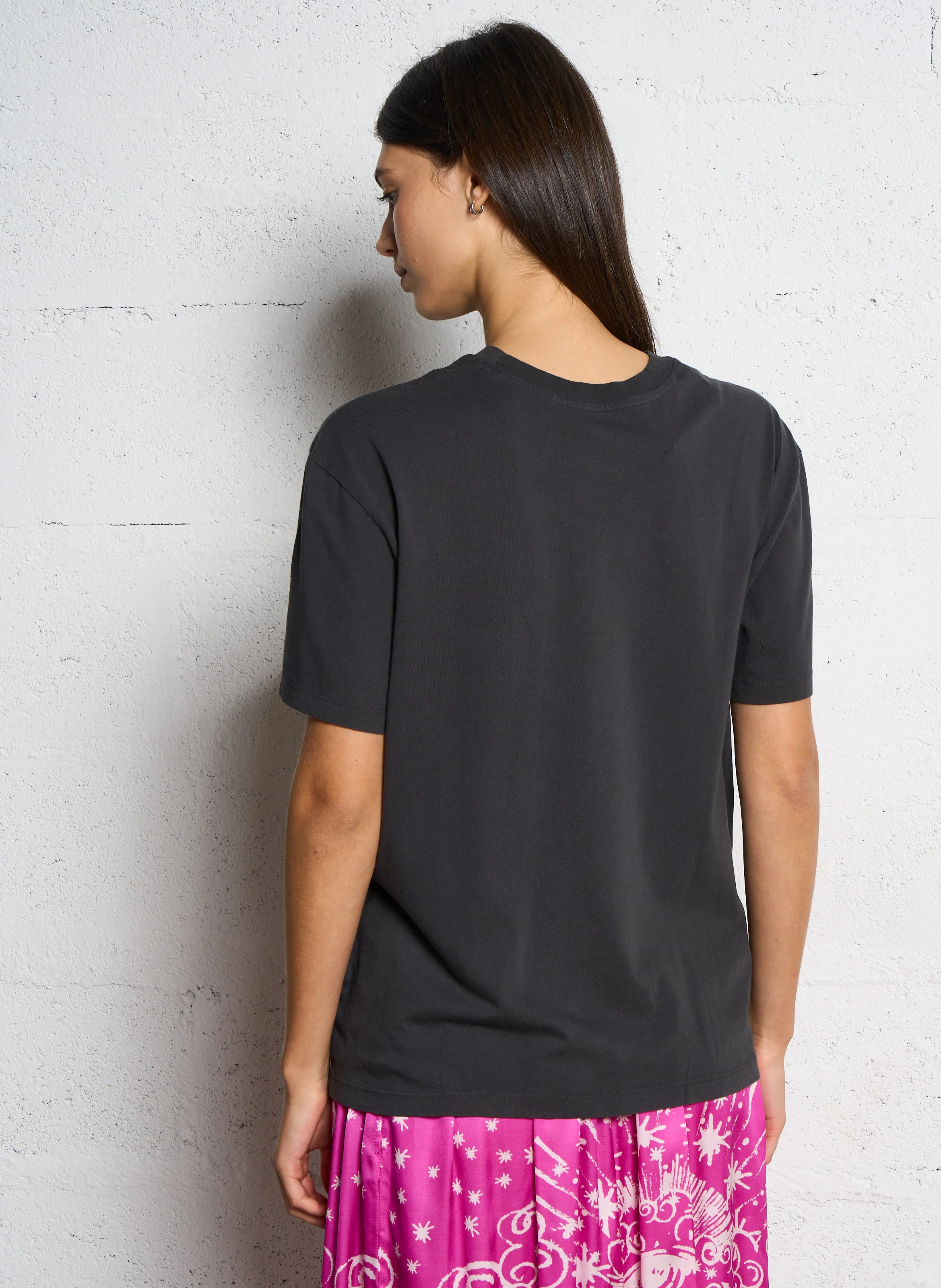WORLD TOUR 73 - Tee-shirt droit col rond imprimé en coton | Noir