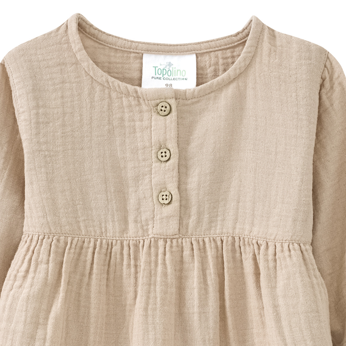 Topolino Pure Collection Mädchen Musselin-Blusenshirt mit Teilungsnaht beige