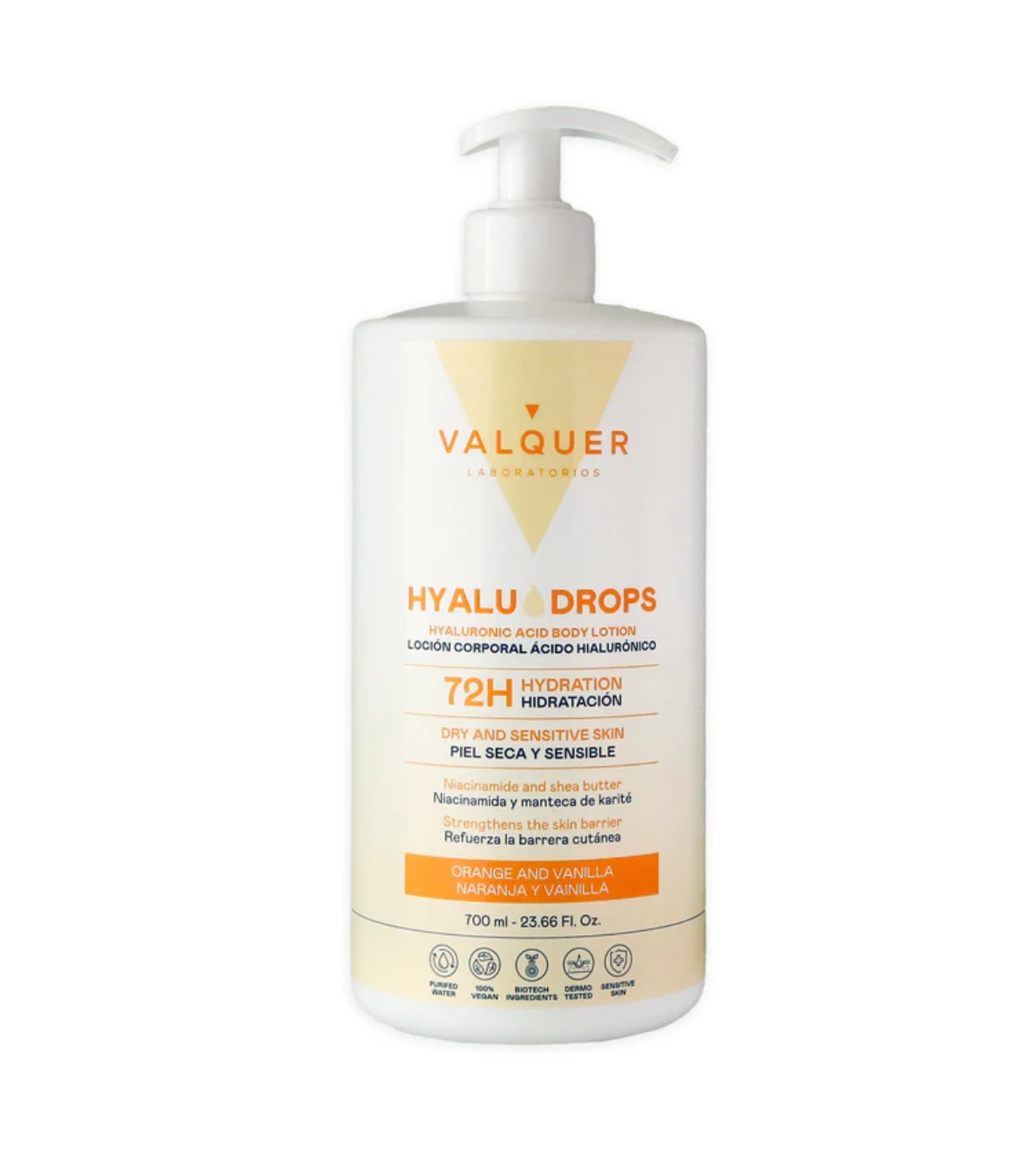 Valquer - Loção Hidratante Corporal 72h Hyaludrops - Laranja e Baunilha
