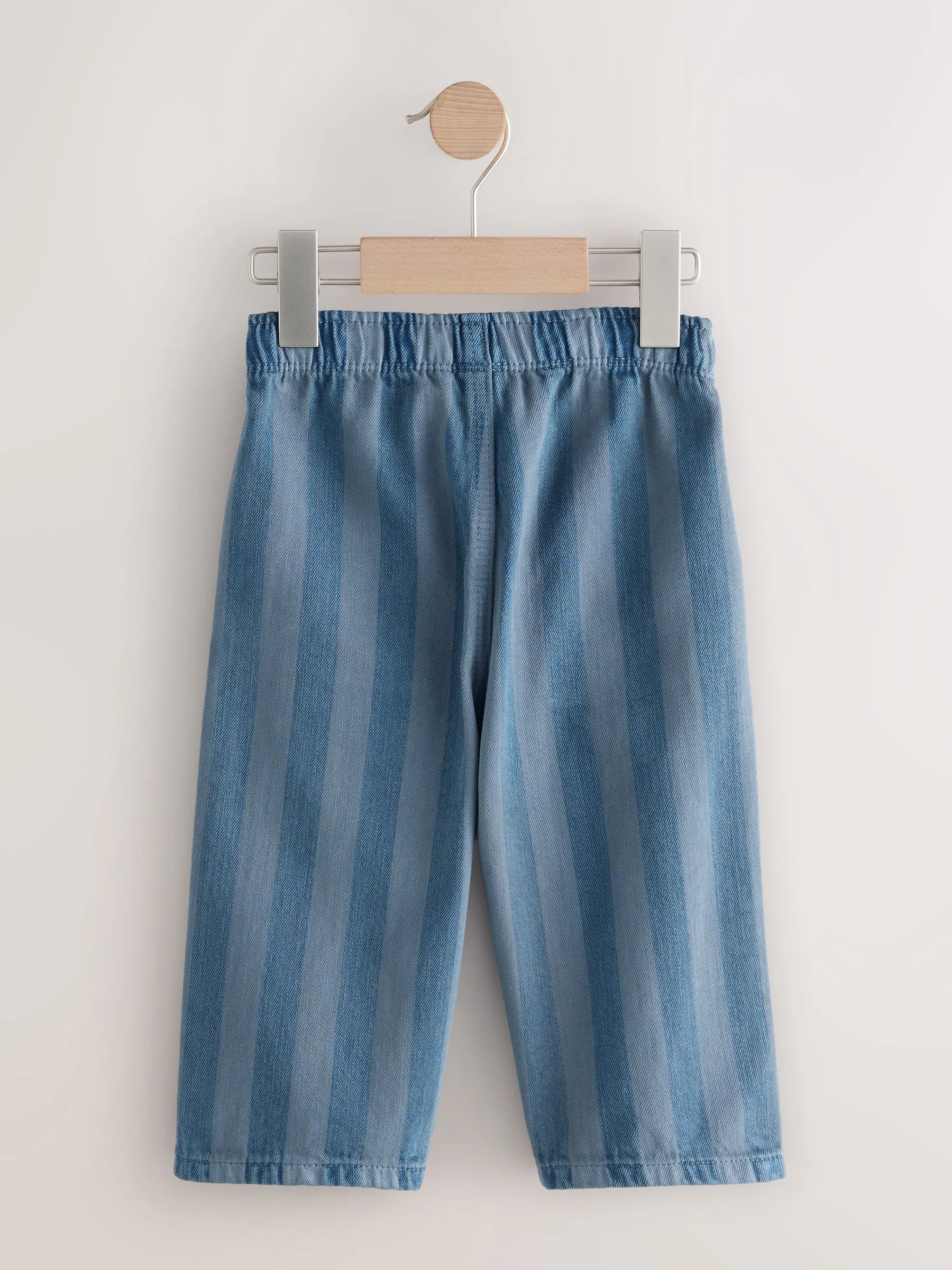 Dambordmotief/Blauwe Strepen - Set van 2 wijde broeken met elastische taille (3mnd-7jr)