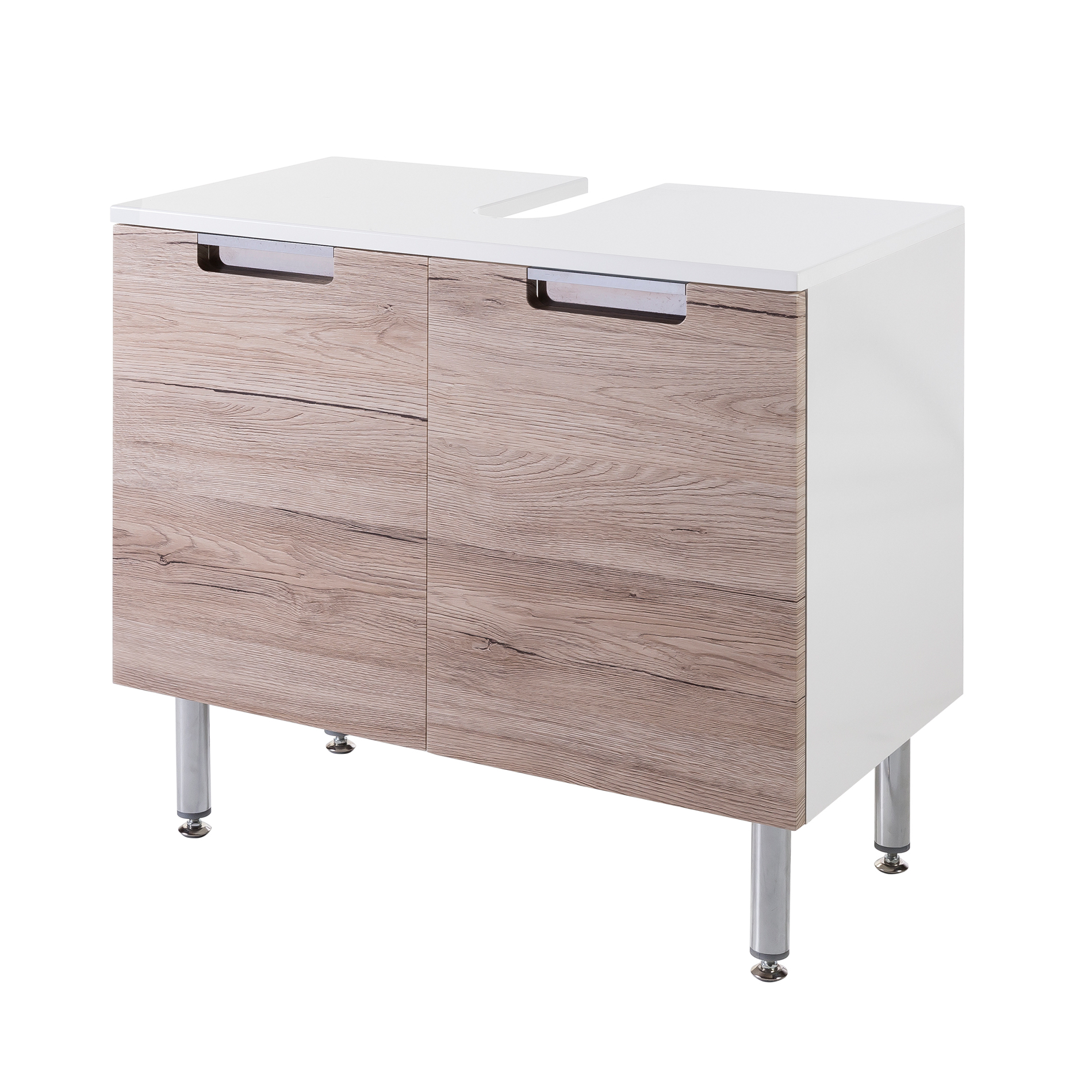 Waschbeckenunterschrank - weiß-Sanremo Eiche - 65 cm