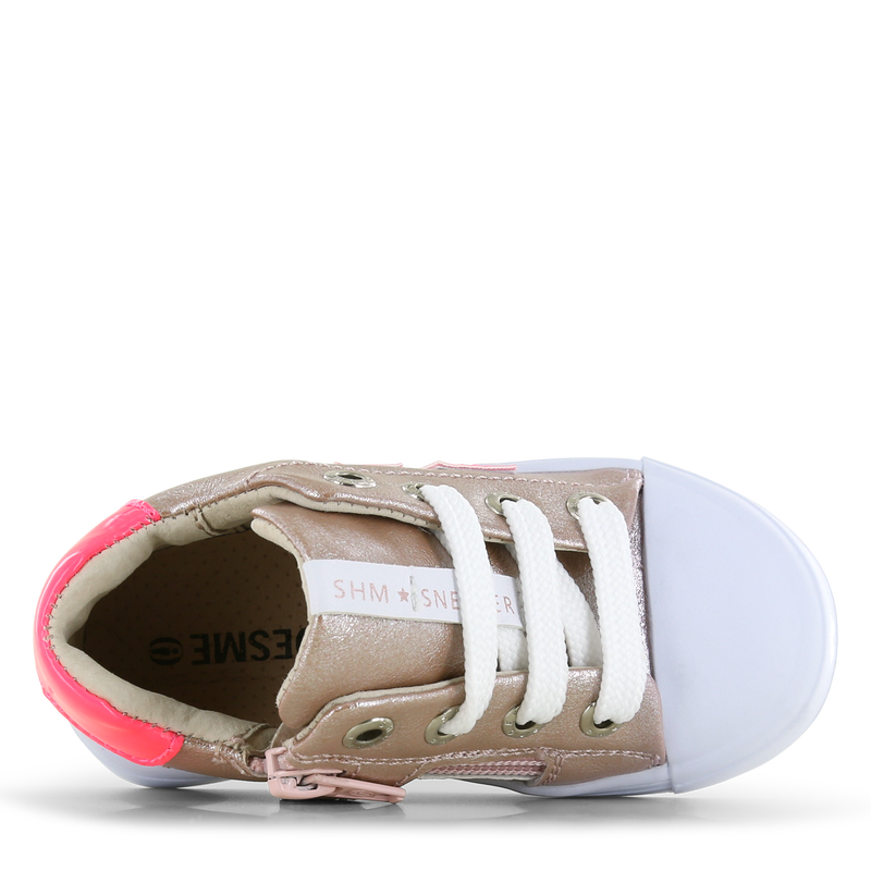 Shoesme rosé sneaker met roze stripings Metallic, Microfiber leer | Meisjes