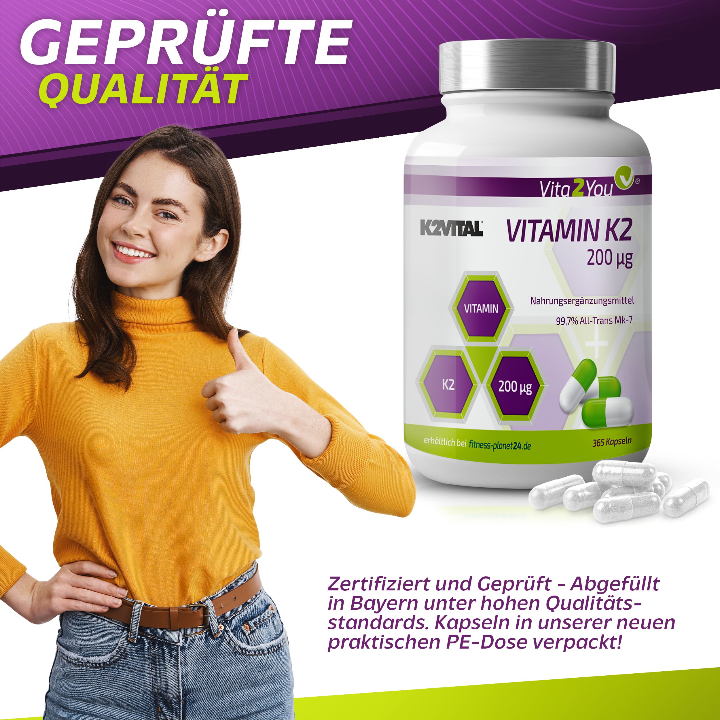 Vita2You Vitamin K2 - 200µg Kapseln Mk-7