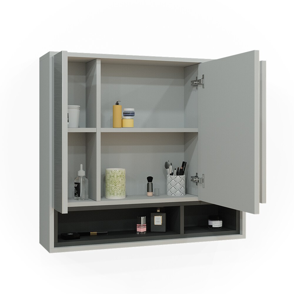 Vicco Spiegelschrank Badschrank Badezimmermöbel Beatrice Grau Anthrazit modern 80x72 cm Badspiegel Badezimmer Schrank Badmöbel Schranktür Schrankfach