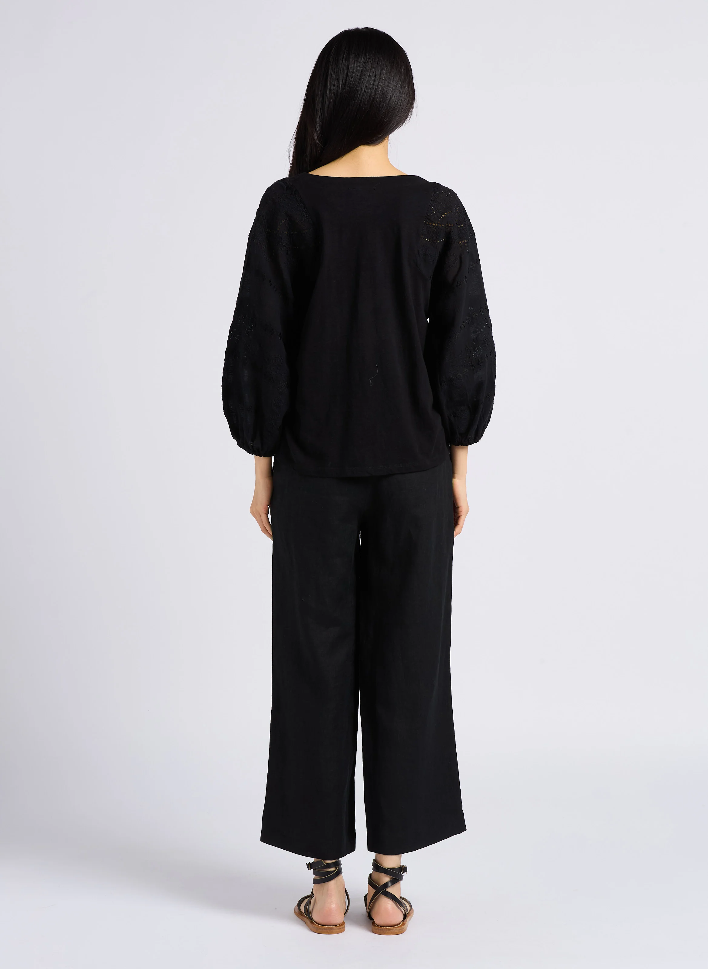 PIO - Pantalon droit en lin| Noir