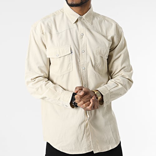 Chemise Manches Longues Velours VE403 Beige