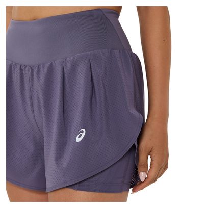 Short 2-en-1 Asics Road 3.5in Violet Femme