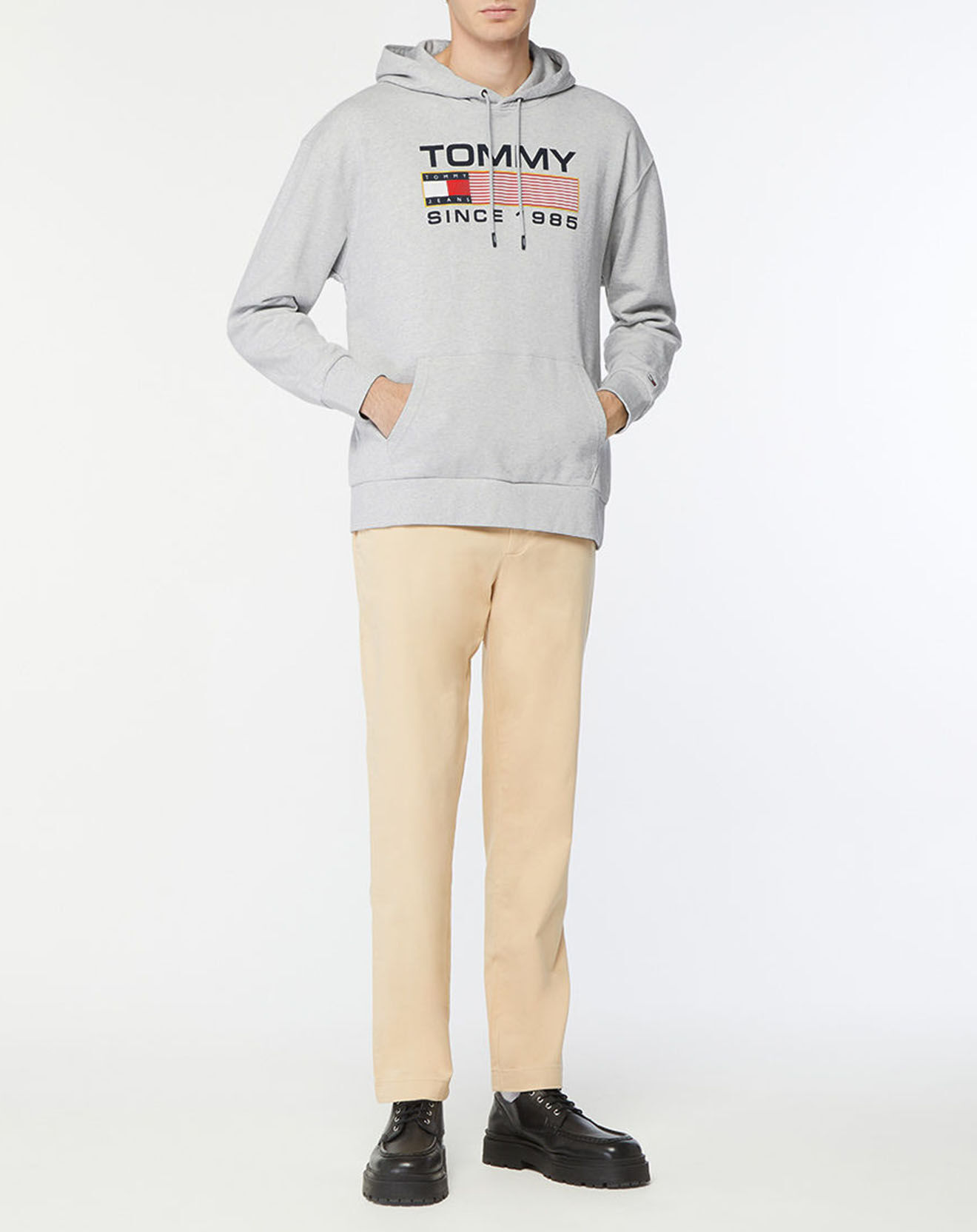Tommy Jeans Sweat à capuche Athletic logo gris clair