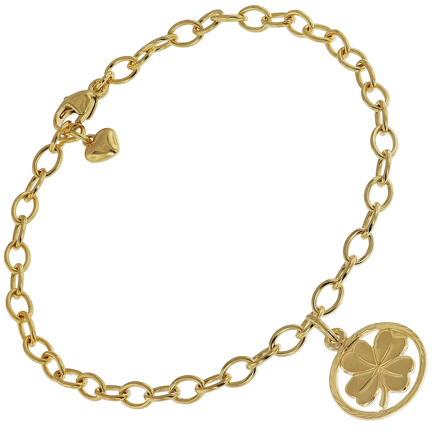 trendor Kinder-Armband mit Kleeblatt 925 Silber Goldplattiert 18 cm gold
