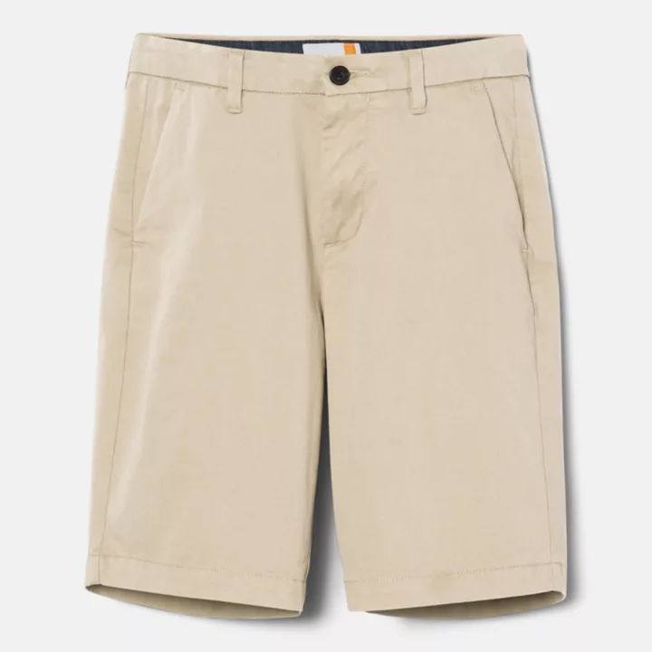 Short chino en sergé extensible pour homme en beige