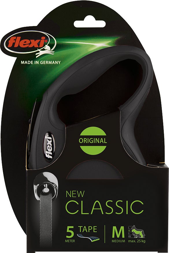 Flexi rollijn Classic Tape M zwart 5 m