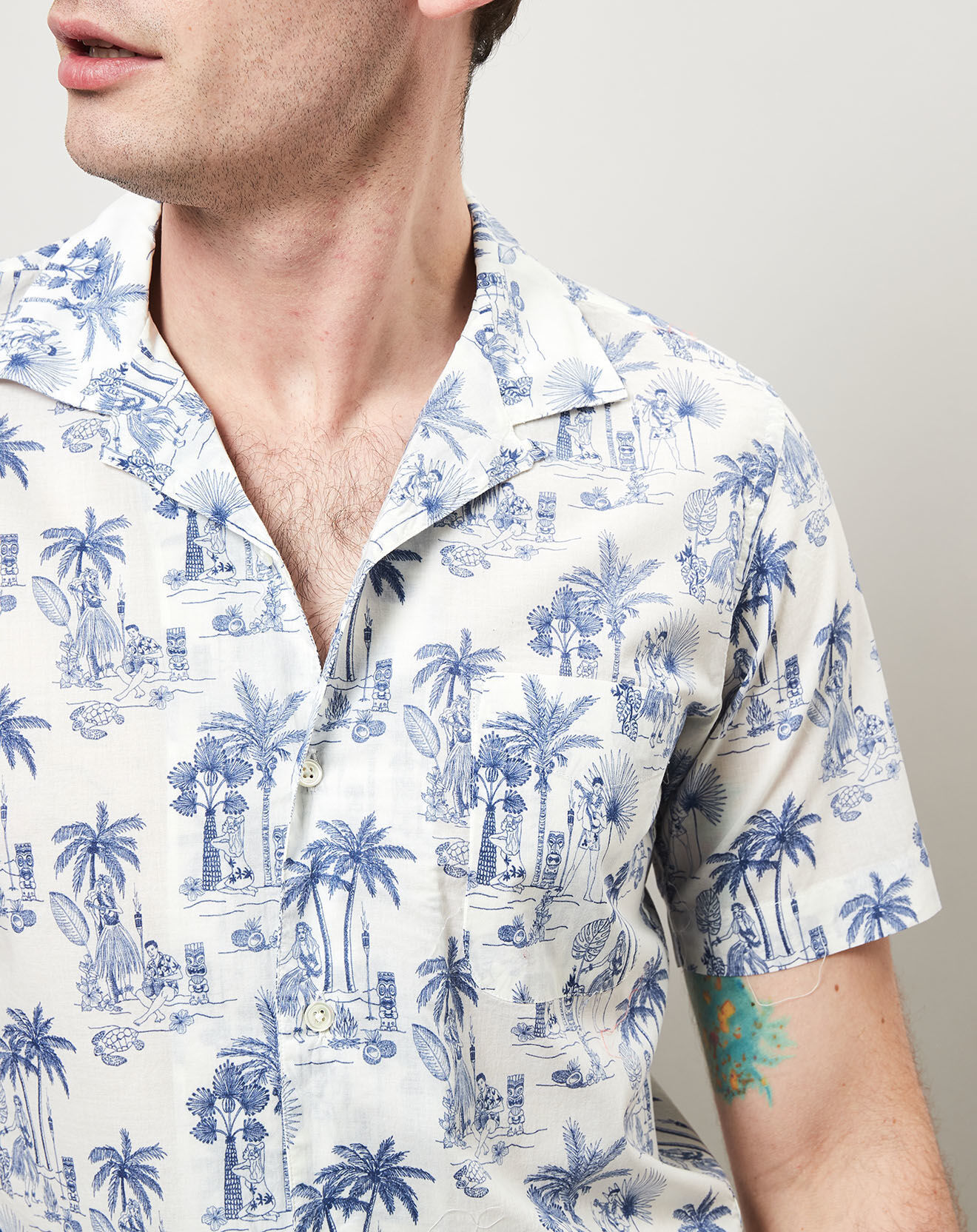 Hartford Chemise slim imprimée Slam bleue