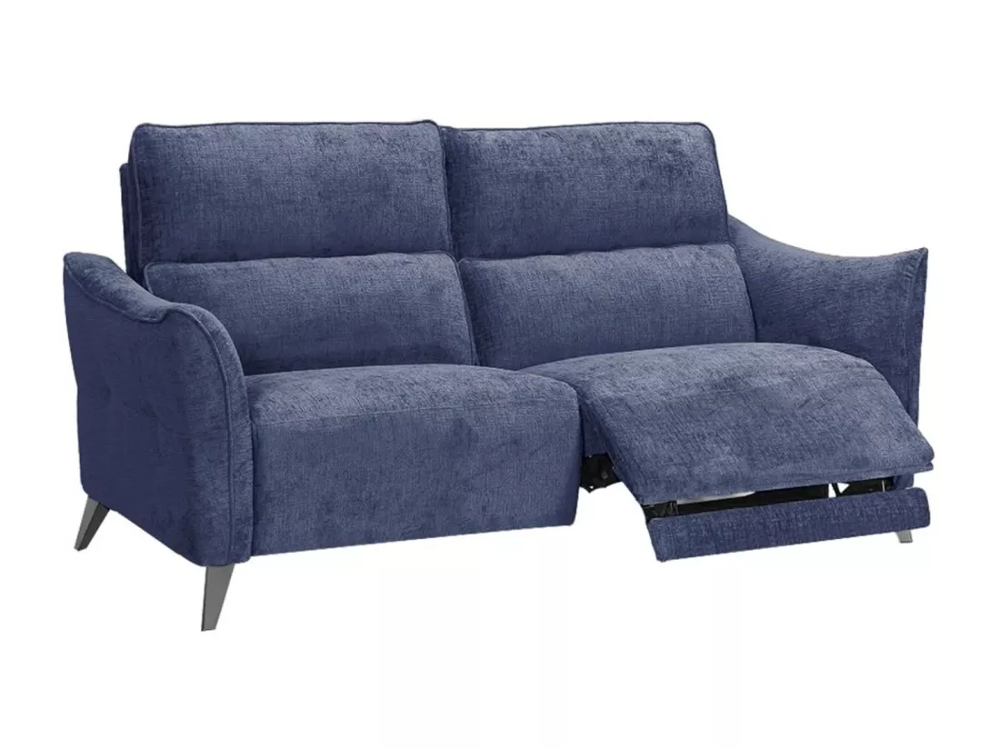 Canapé de relaxation électrique tissu chenillé doux et moelleux Bakay-Couleur Gris clair-3 places relax électrique