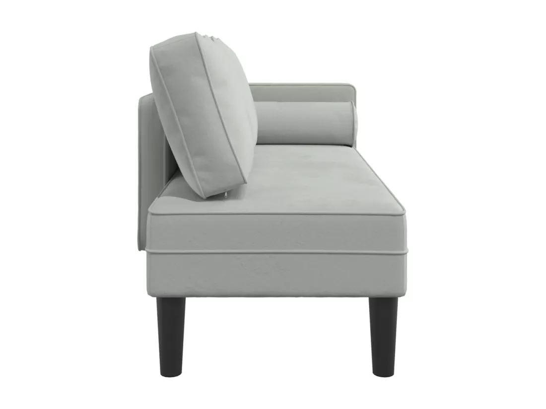 Prolenta Premium - Chaise longue avec coussins gris clair velours