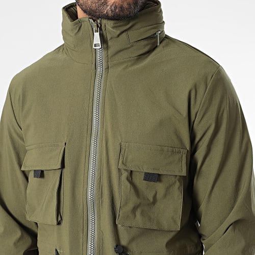 Veste Zippée Longue Vert Kaki