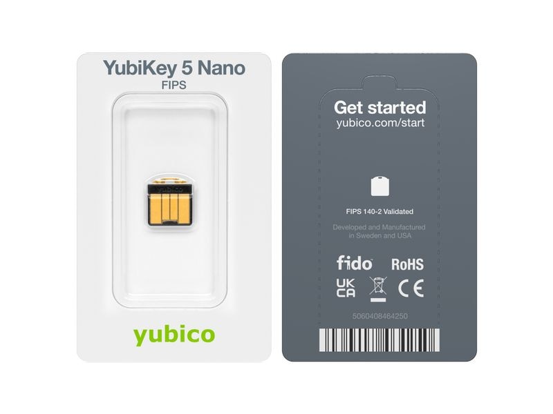 Yubico YubiKey 5 Nano FIPS FW 5.4 USB-A, 1 Stück YubiKey 5 Nano FIPS