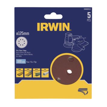 Irwin schuurschijf rond Ø125 mm zelfhechtend K320, 5 stuks