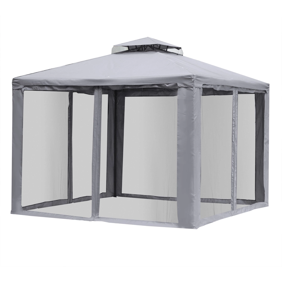 Outsunny Gartenpavillon mit Moskitonetz grau