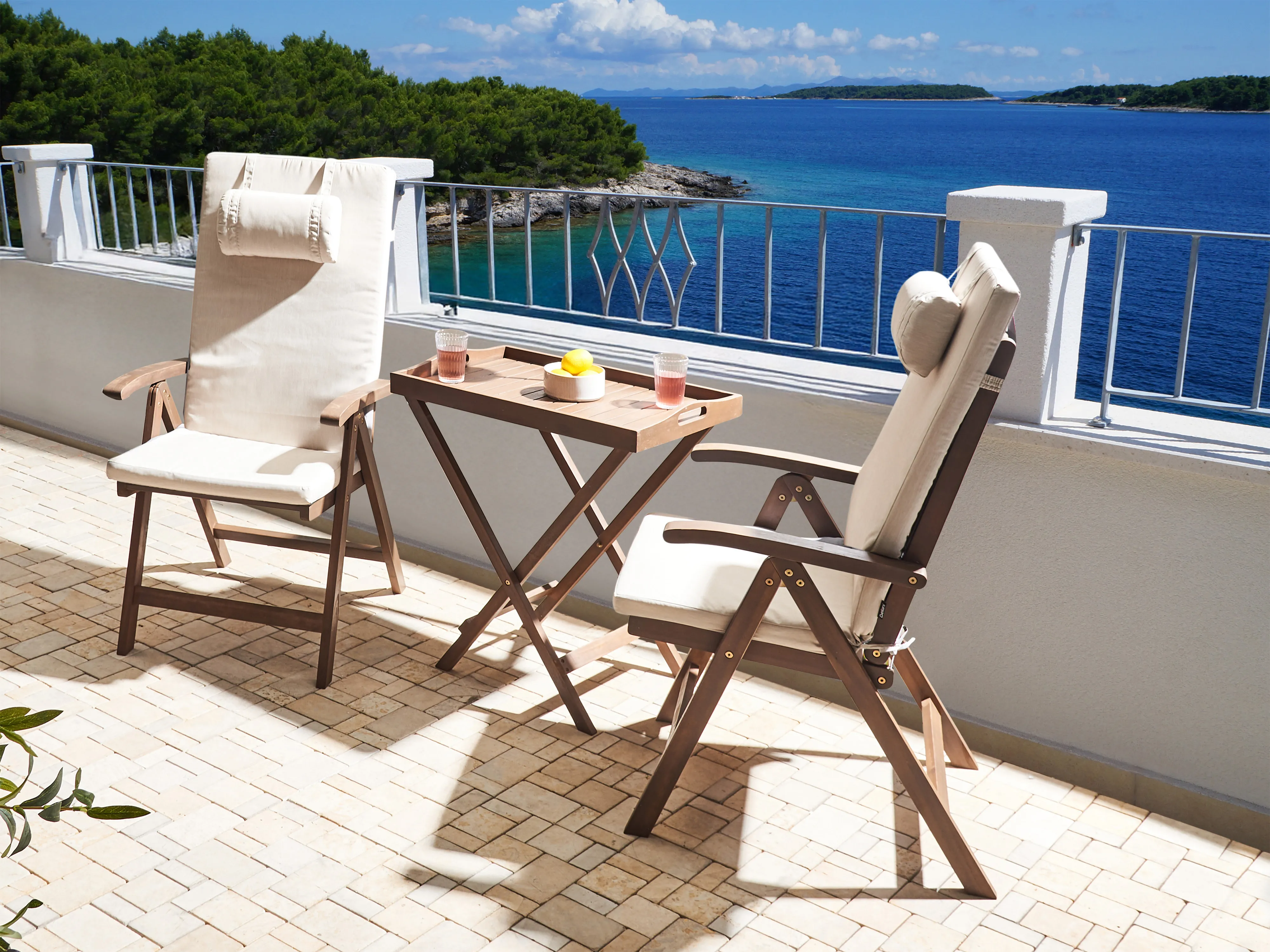 Bistroset AMANTEA PREMIUM Acaciahout Lichtbeige