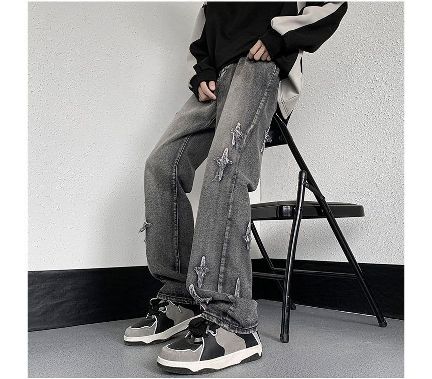 Whyessa - Cross Patch Straight Leg Jeans