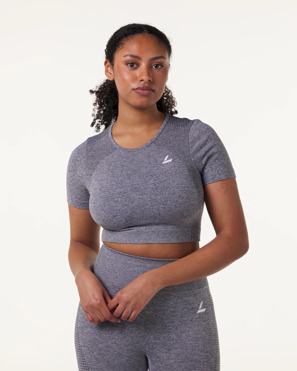LEVITY Phase seamless Crop Tee Grey Shark Marl
