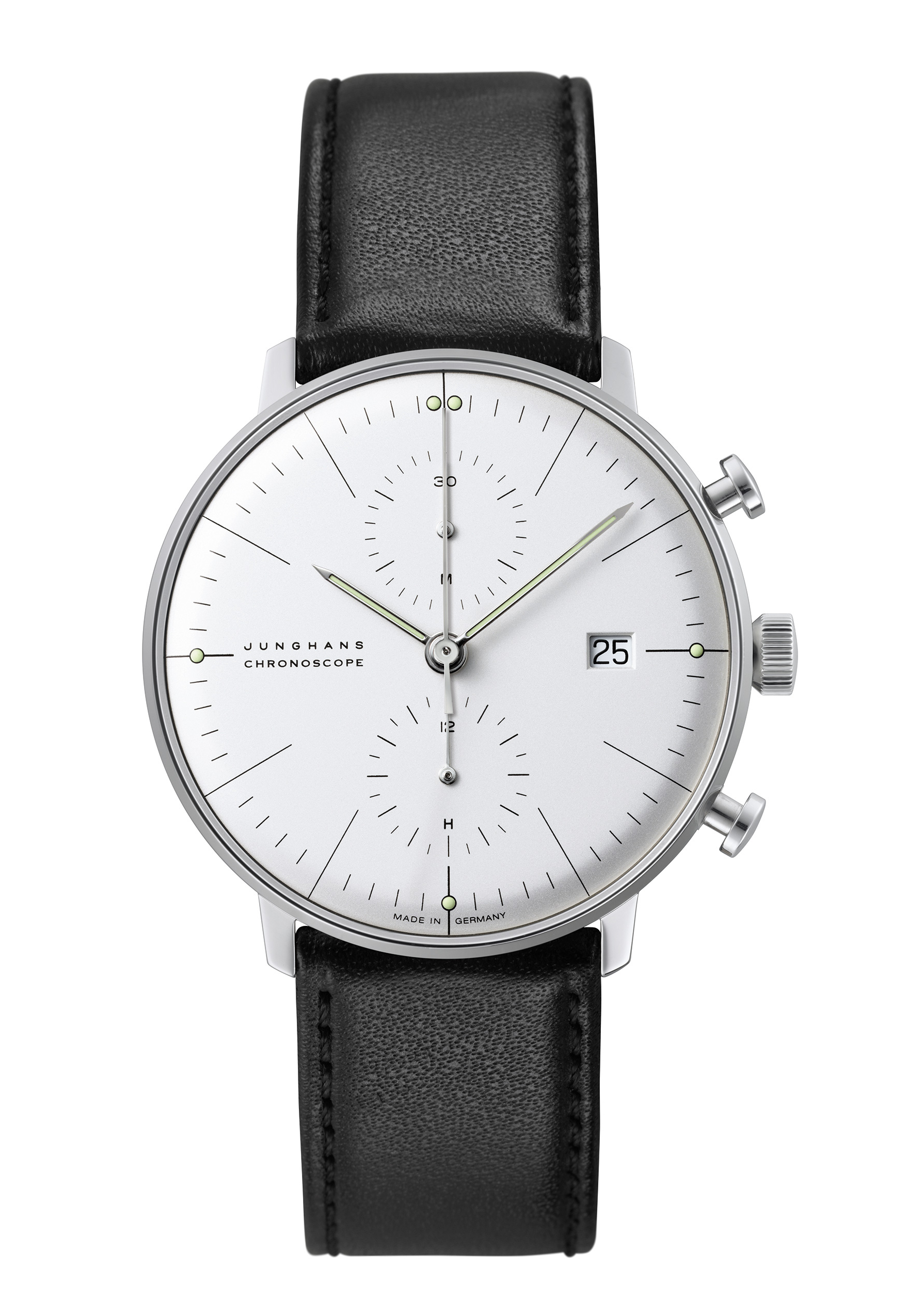 Junghans Max Bill Chronoscope Saphir Herrenuhr Schwarz