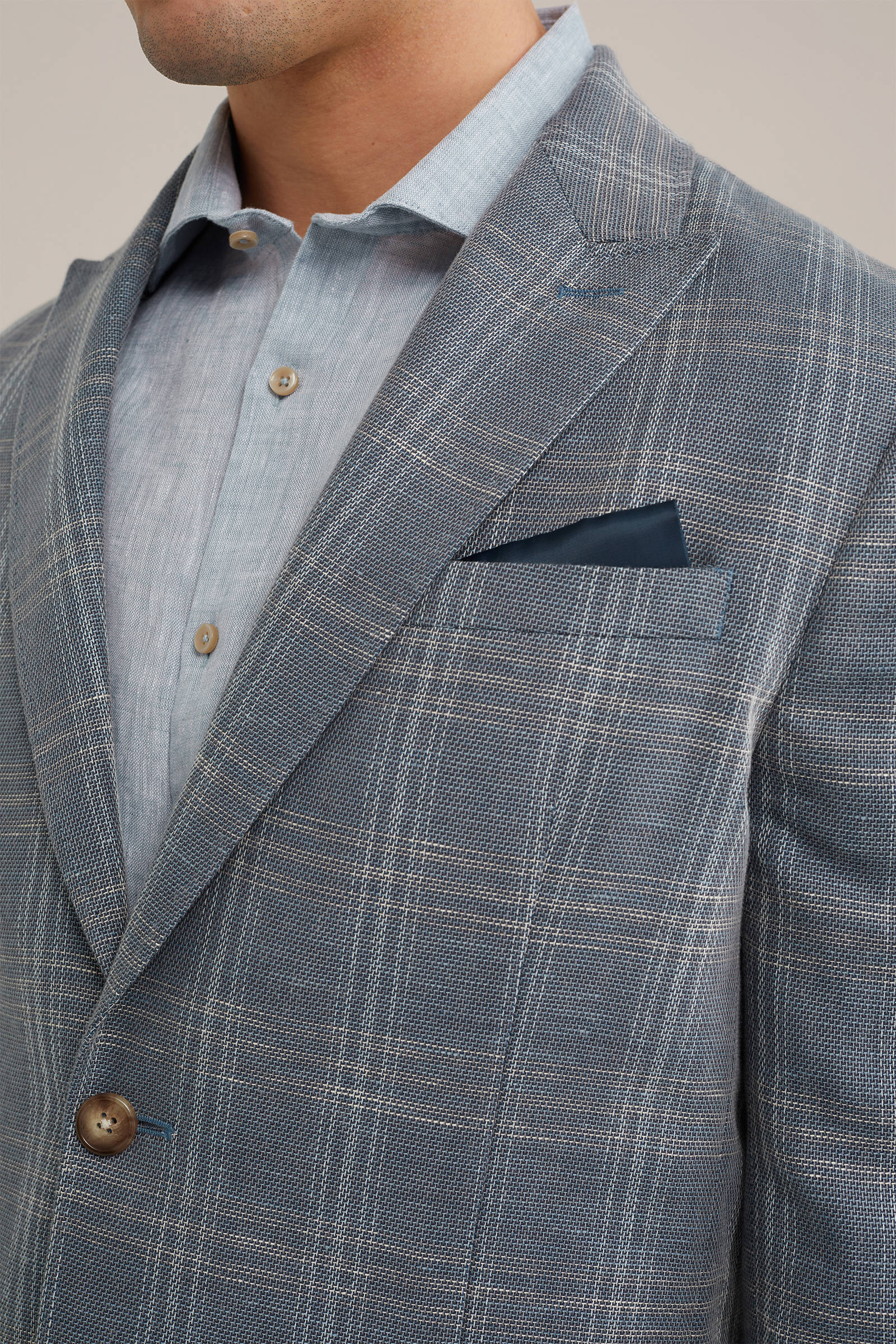 Van Gils geruit regular fit colbert blauw