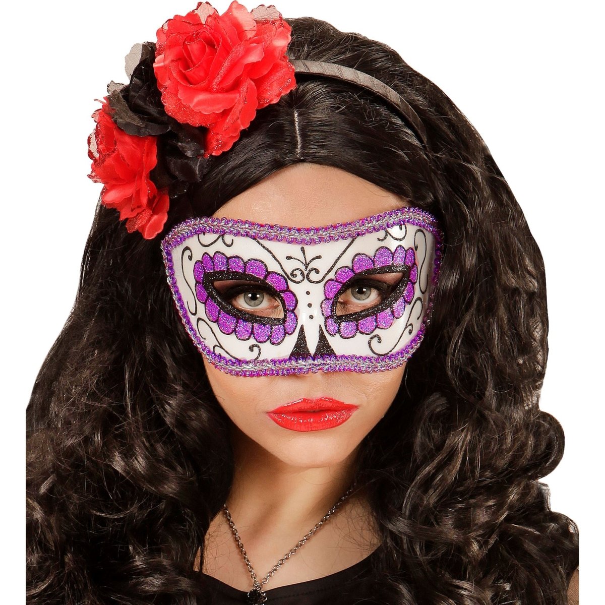 Dia De Los Muertos Oogmasker Paars