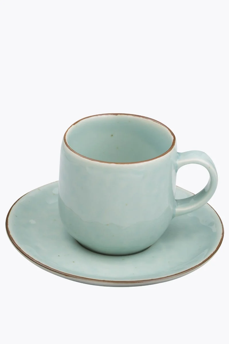 Molde Mandala Shiny Splashes Cappuccinotasse mit Untertasse Türkis mit Rand