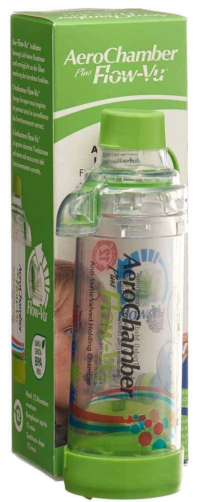 AEROCHAMBER PLUS Flow-Vu ohne Maske (5+ Jahre)<br>1 Stück, grün