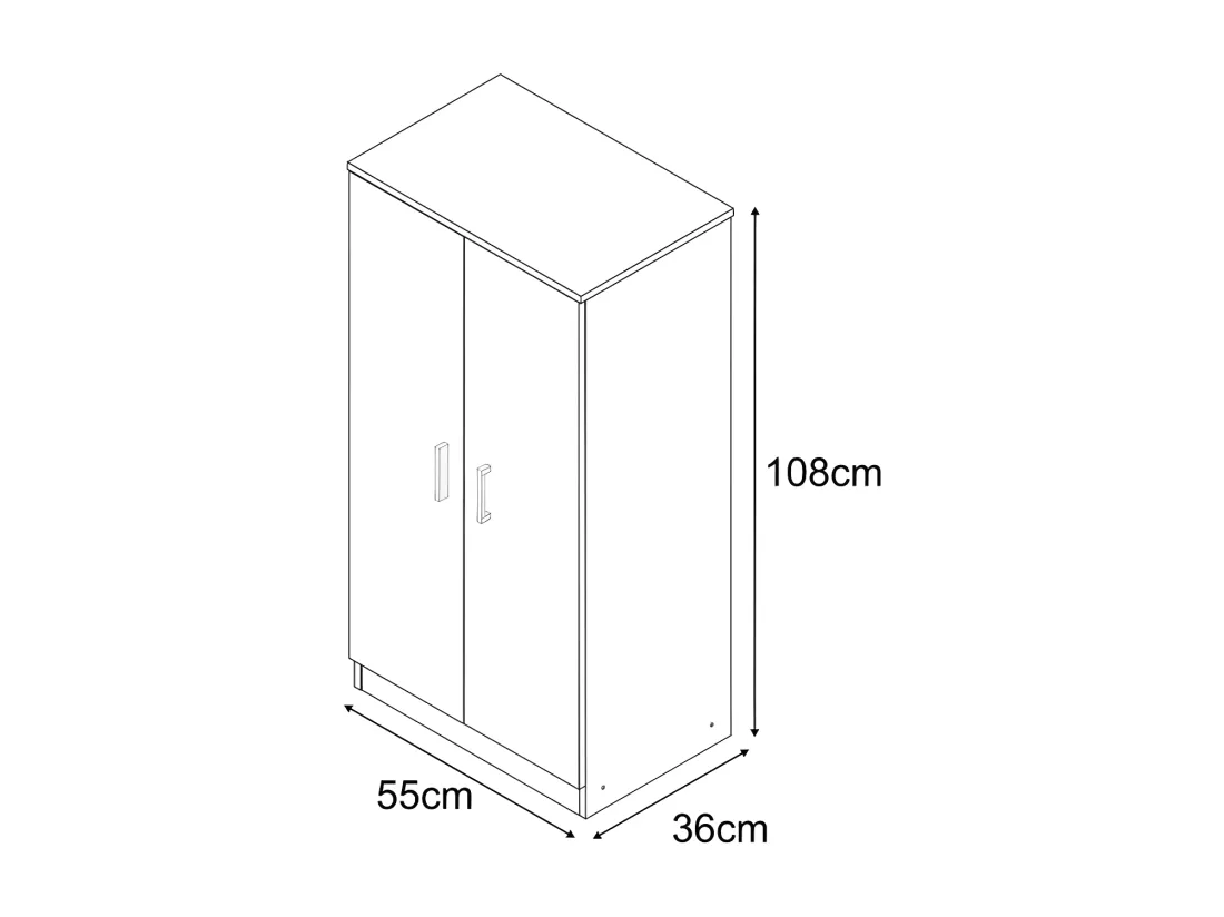 Meuble à chaussure 2 portes Blanc - BASICA - L 55 x l 36 x H 108 cm