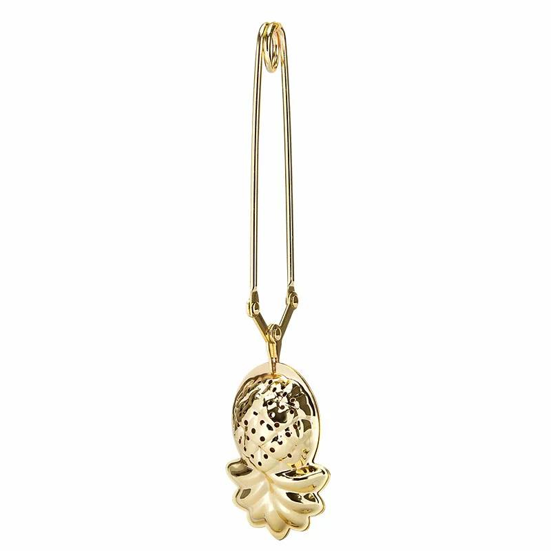 Edelstahl Ananas Tee Ei Zange Tea Infuser Filtersieb für Losen Tee - Gold