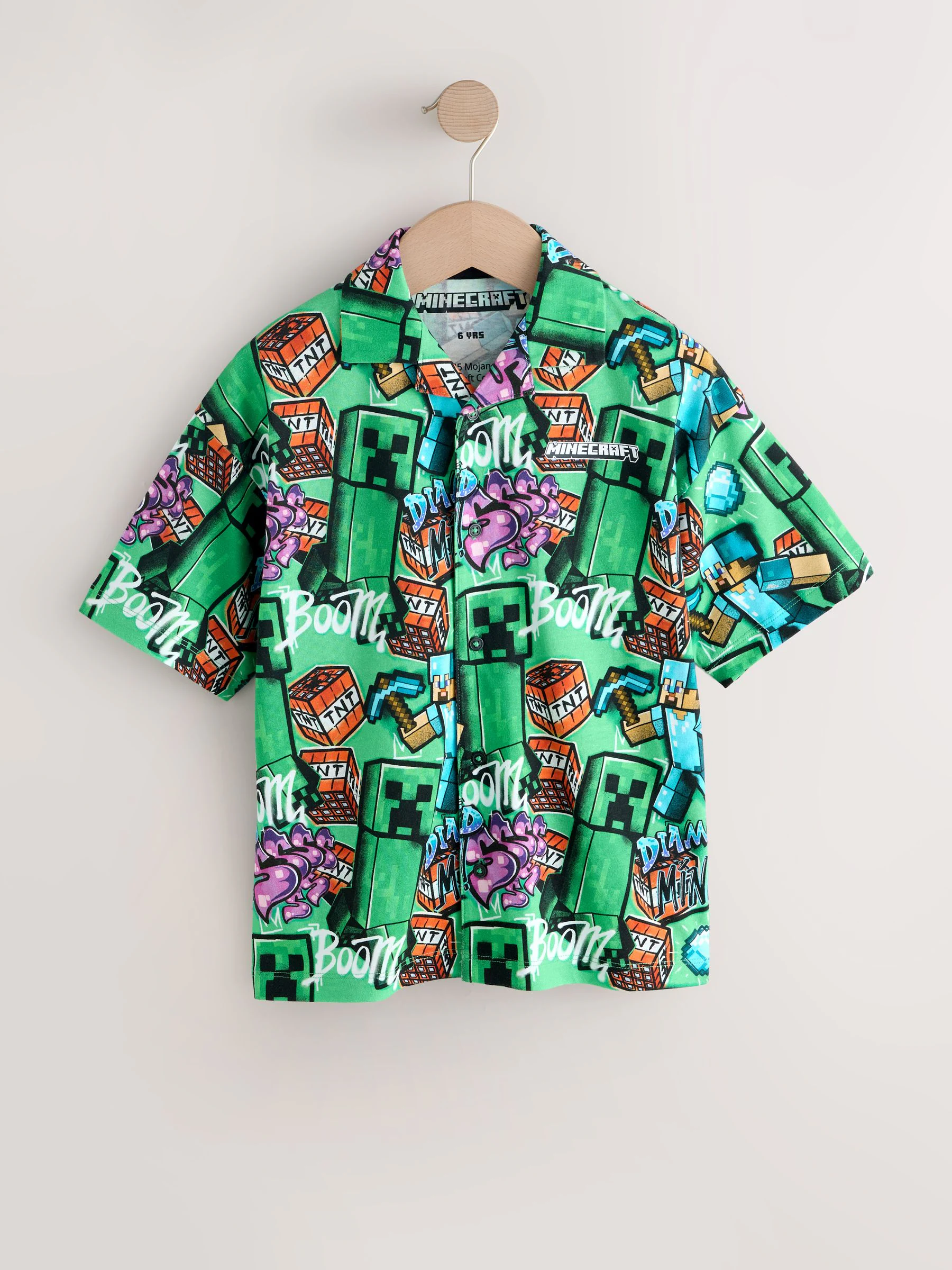 Groene all-over Print - Minecraft Short Sleeve Jersey Shirt (3-16yrs)