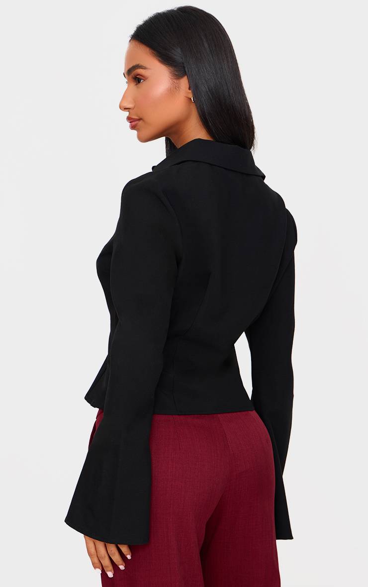 Noir Chemise Ajustée À Boutons Petite