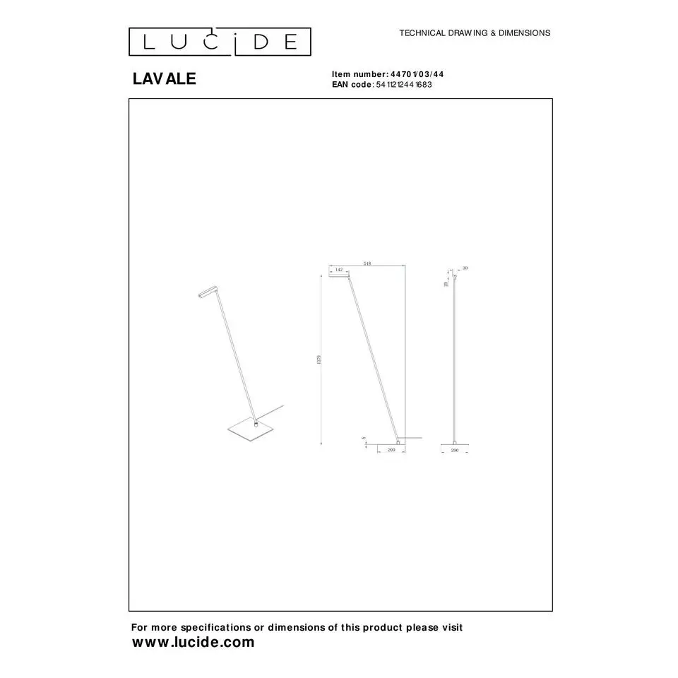 Lucide LAVALE Leeslamp - Okergeel
