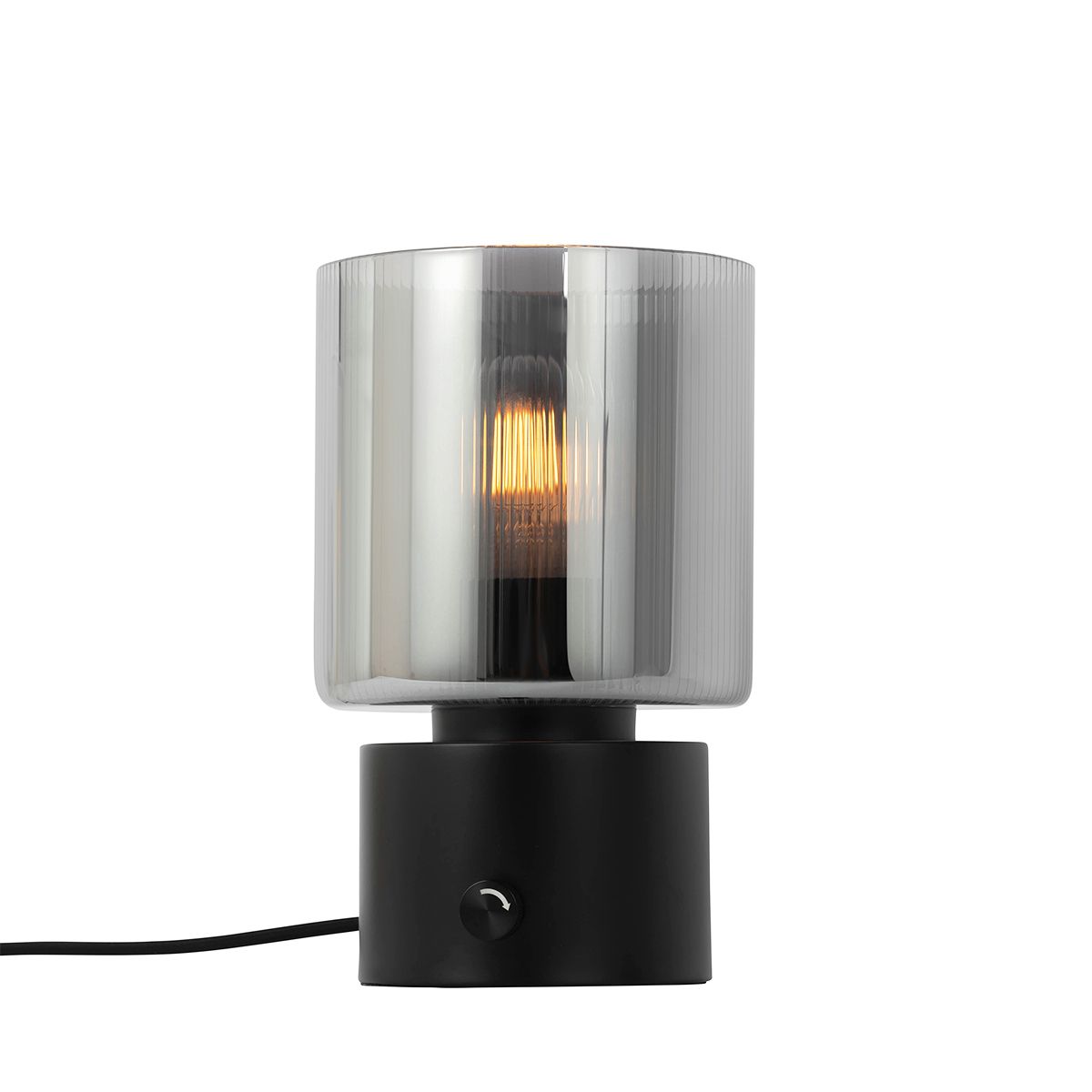 Art Deco tafellamp zwart met smoke glas - Laura