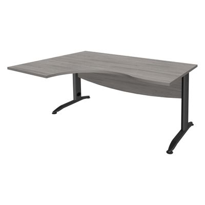 Bureau compact à gauche IDRA - L160 cm - Pieds anthracite - plateau imitation Chêne gris (Pieds de renfort obligatoire à rajouter - non inclus)