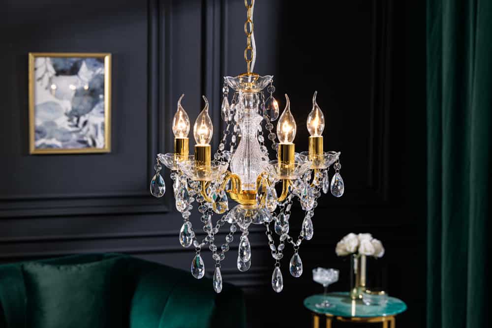 Design Kronleuchter DIAMONDS S 40cm gold Acryl 5-armig Barock Design