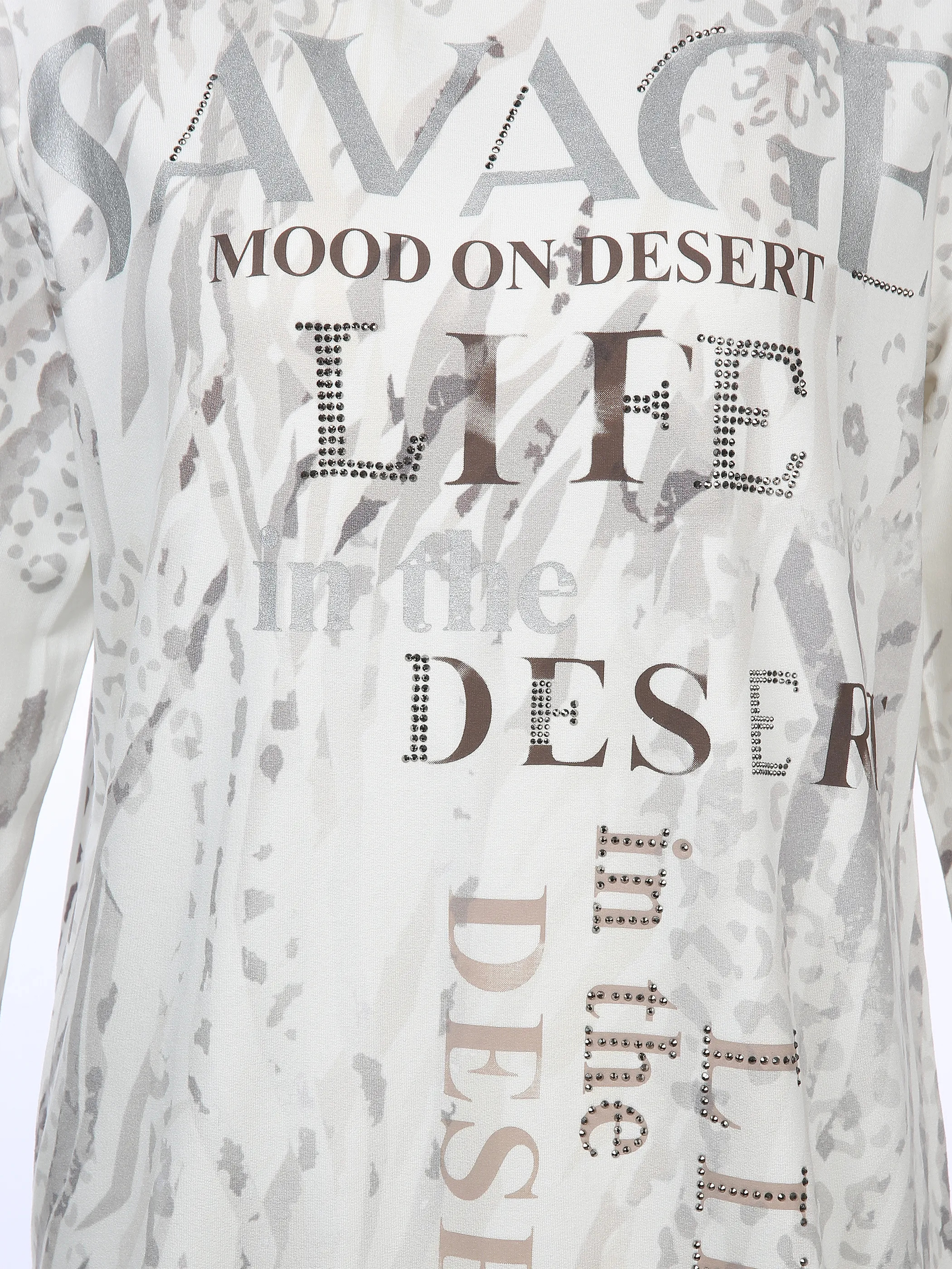 Damen Printshirt mit Glitzersteinchen