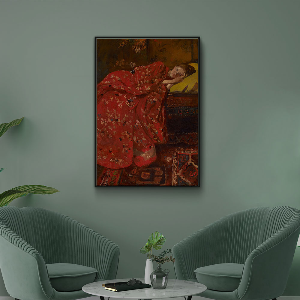 Walljar plexiglas schilderij - Breitner - Meisje In Rode Kimono Plexiglas schilderij - 40 x 60 cm