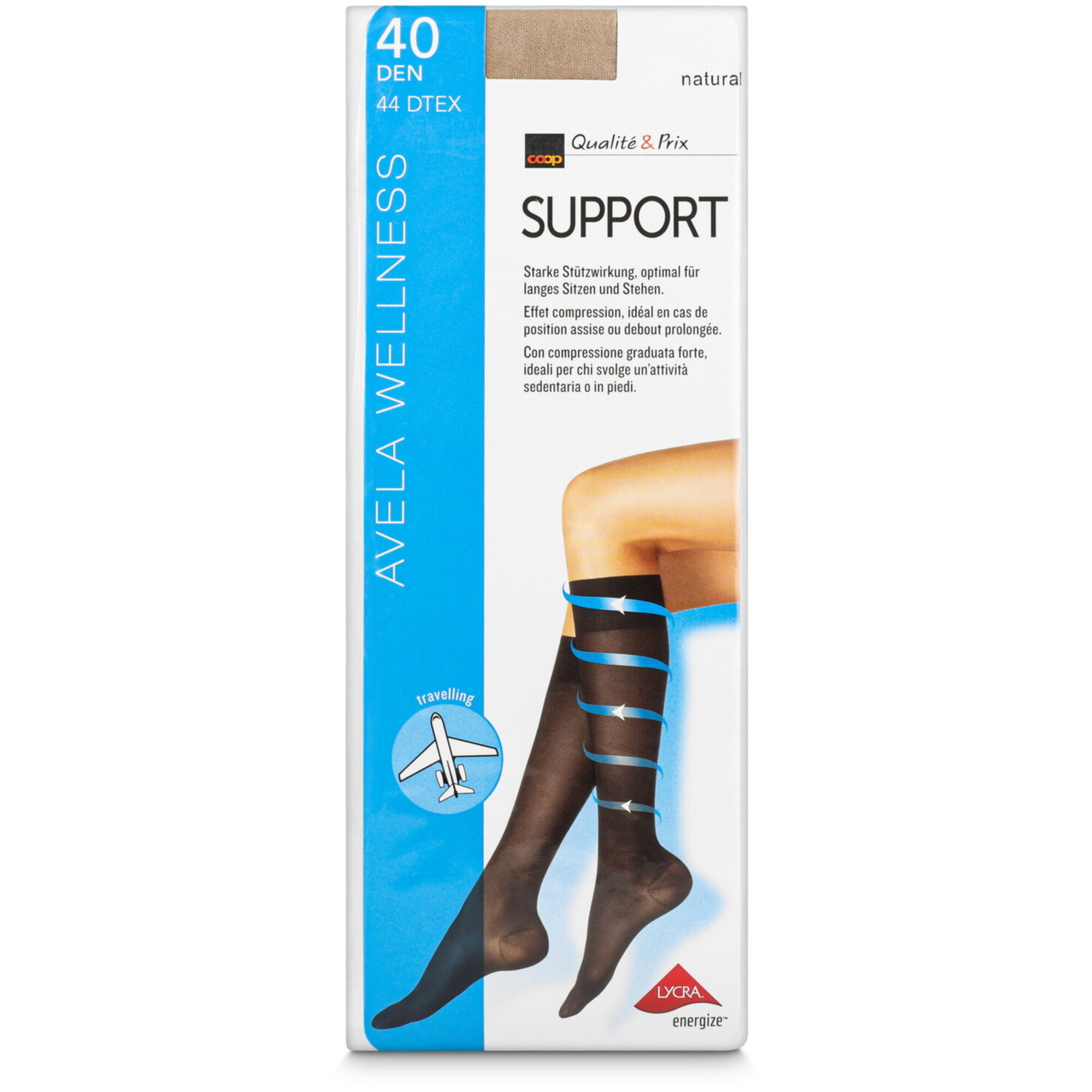 Avela Kniestrumpf Support 35-38 natural