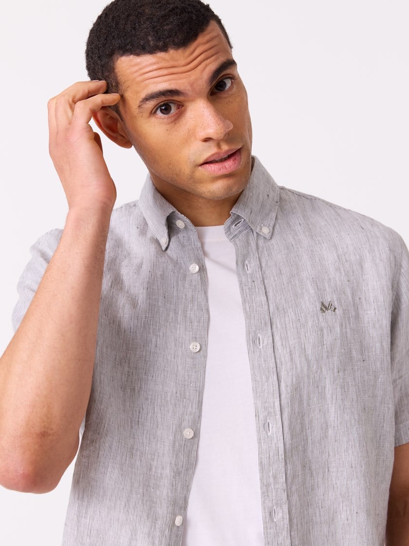 Dillon stripet linskjorte - Regular fit Thyme