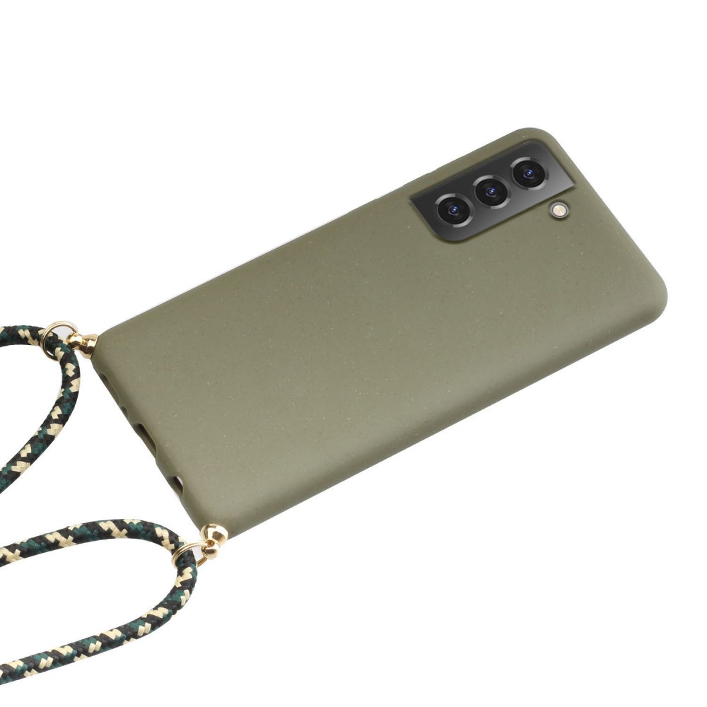 Samsung Galaxy S22 5G Necklace Bio Gummi Case Hülle Eco Friendly Nachhaltig Kompostierbar   Handykette (150cm) - Dunkelgrün