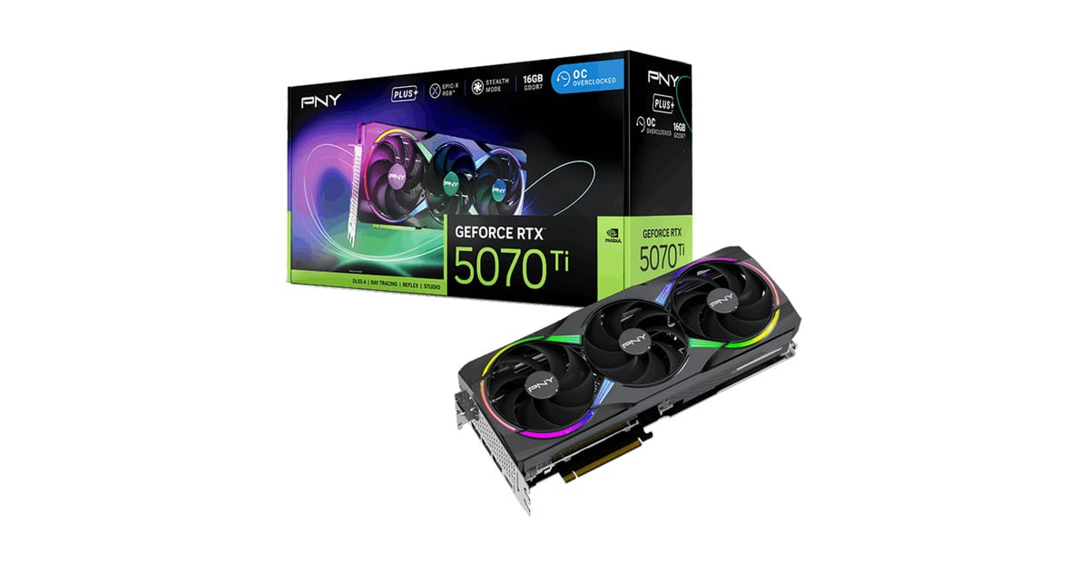 PNYGeForce RTX 5070 Ti EPIC-X RGB OC grafische kaart  (DLSS 4, 3x DisplayPort, 1x HDMI)
