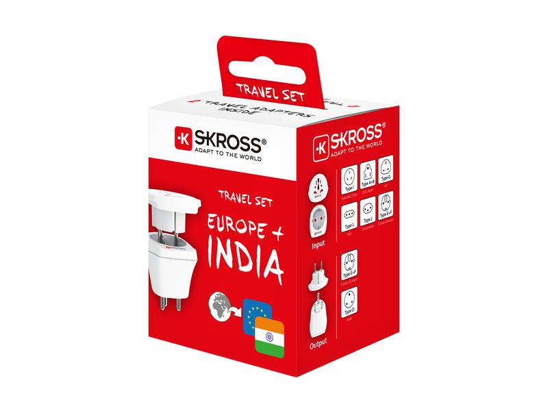 SKROSS Reiseadapter Combo World India Kompakter 2in1 Länderreiseadapter