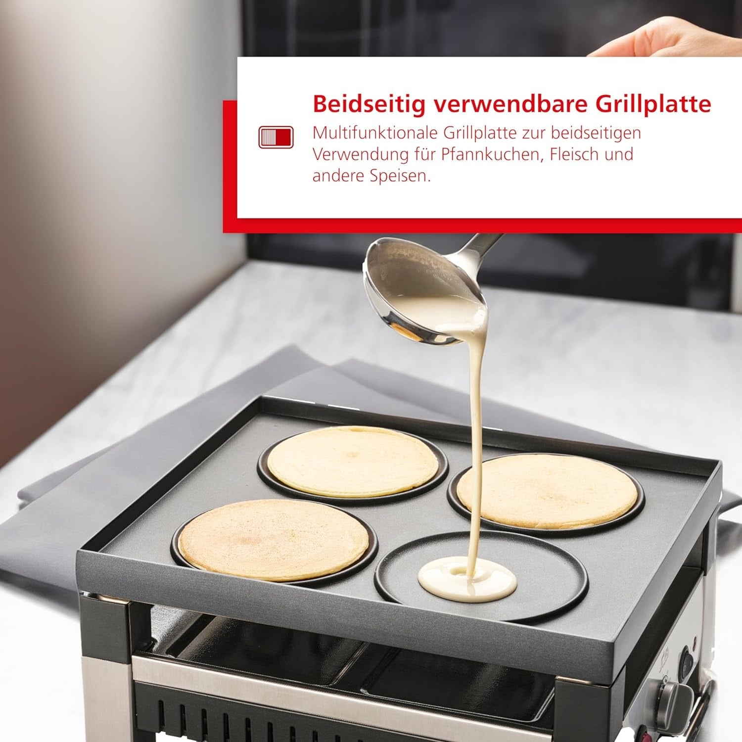 Solis 5 in 1 Raclette Tischgrill, 1020W 4 Personen Mini Pizza Mini Wok